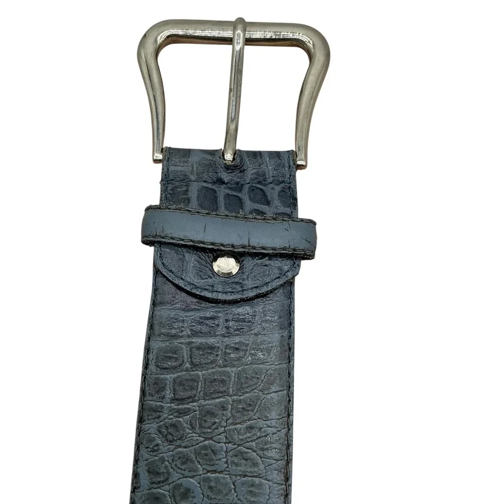 Edward‎ Sportsma Womens Dark Grey Croc Embossed Leather Belt Made in Italy Small